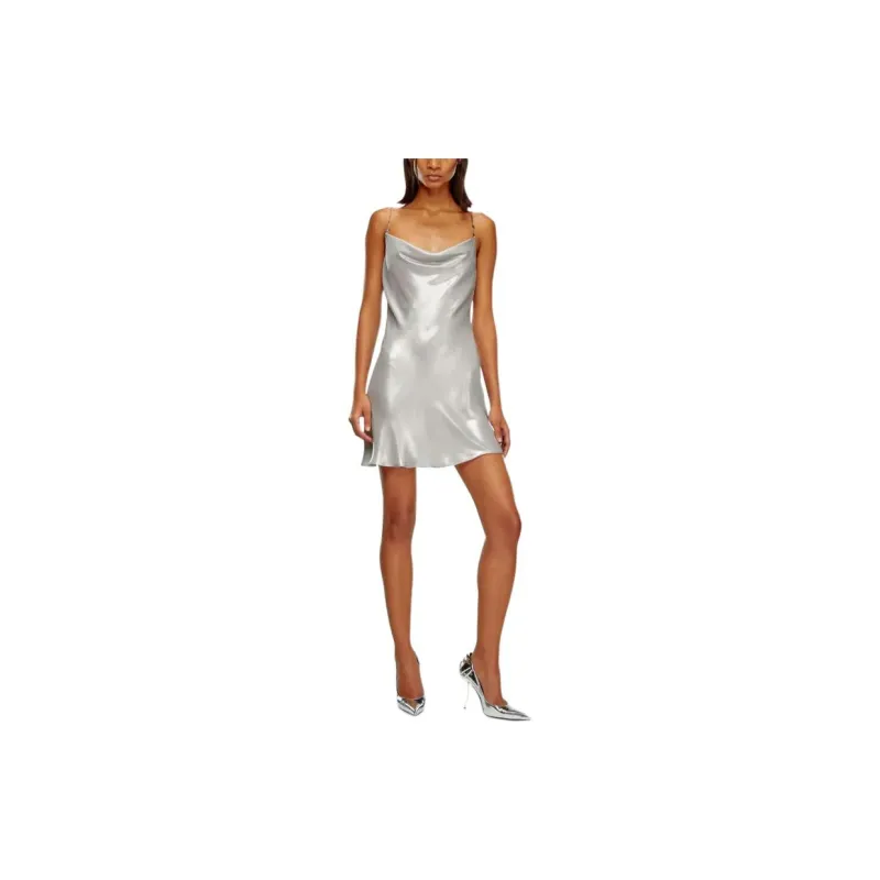 DIESEL D-Minty Cowl-Neck Short Metallic Dress-1