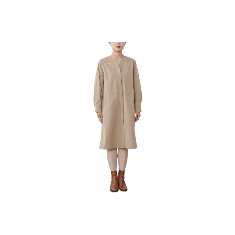 Beams Long Sleeved Dress Women's Light Umber-3