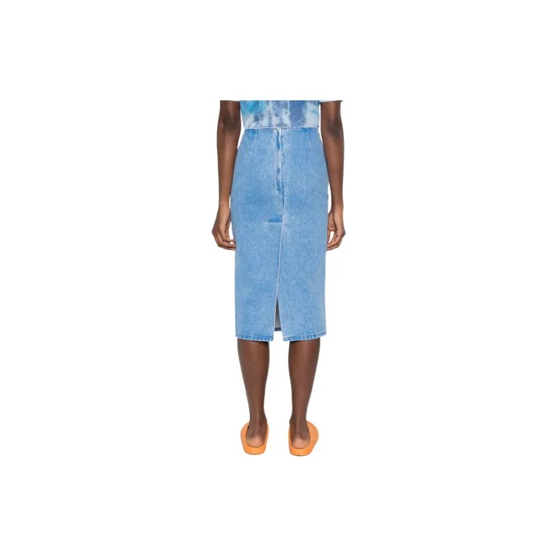 MARNI Logo patch Denim Pencil Skirt-2