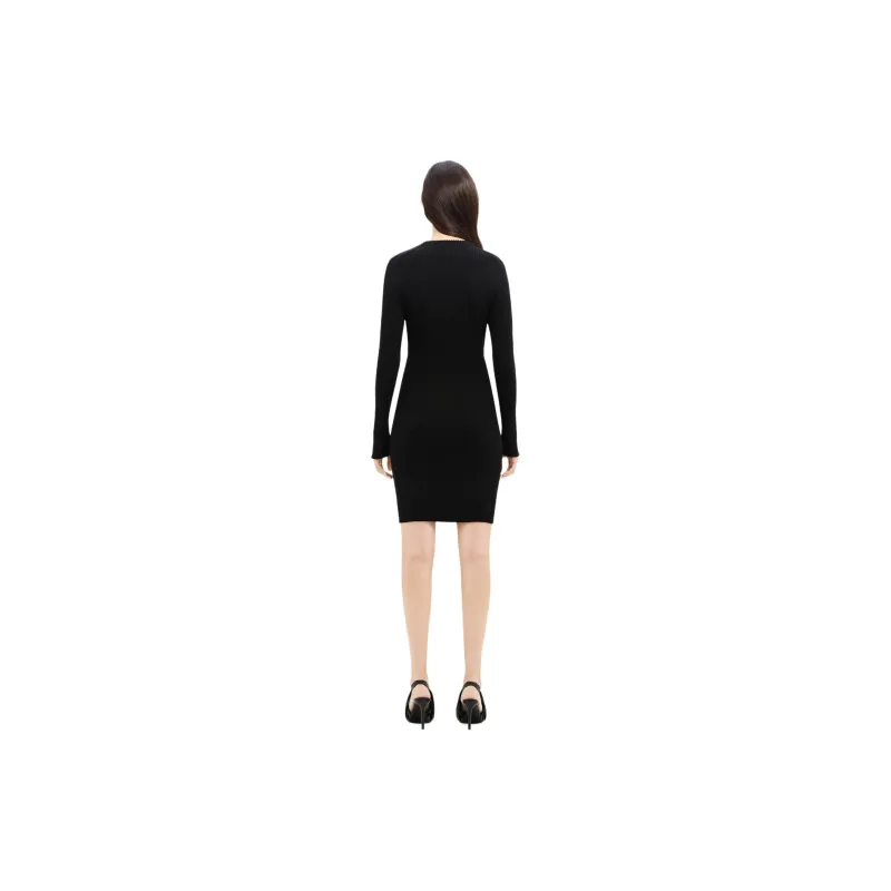COURREGES Contrast frame Ribbed knit Mini Dress-2