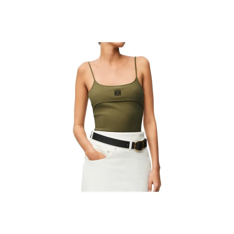 LOEWE Anagram Strappy Top 'Khaki Green'-1