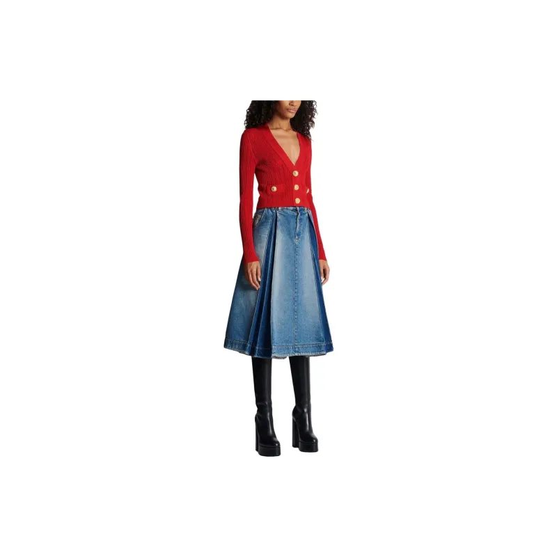 BALMAIN Cropped Knitted Cardigan-5