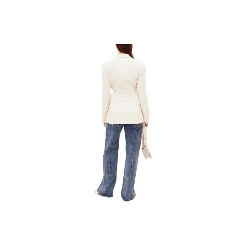 Jacquemus La Veste Tibau Brodee Embroidered Double Breasted Jacket Off White-3