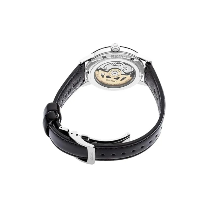 SEIKO Japan Classic Cocktail Collection Automatic Mechanical Movement Leather Strap Watch Men's Watches Red Watch Dial-4