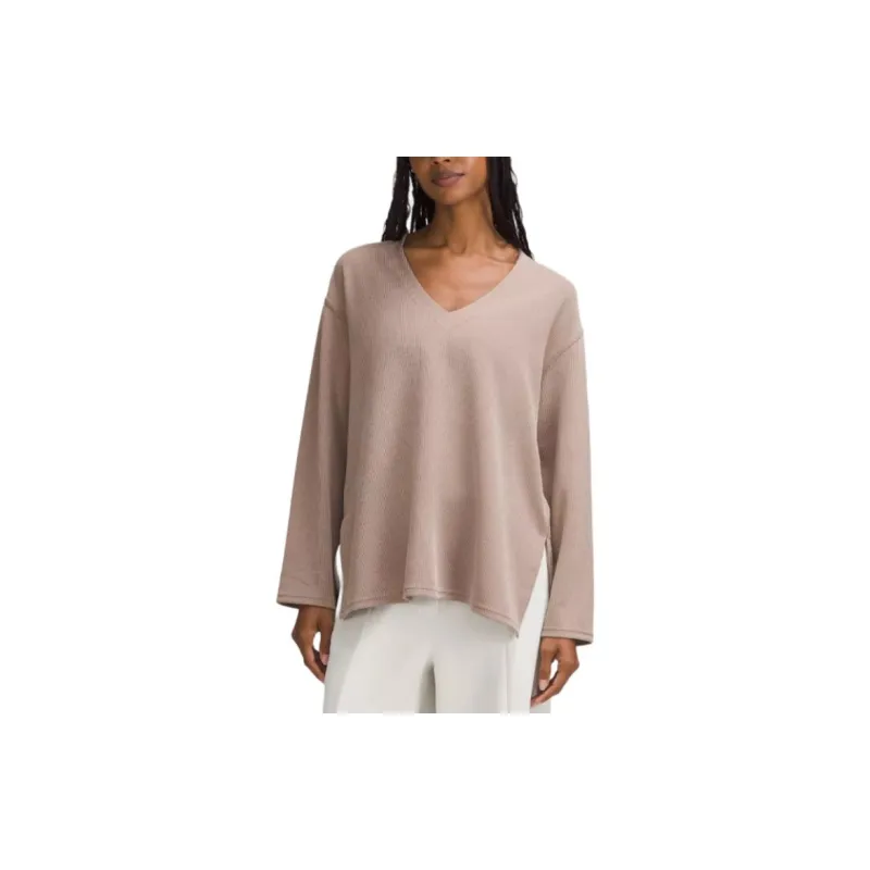 Lululemon SoftstremeRibbed Relaxed Long-Sleeve Knitwear Women's Brown-1