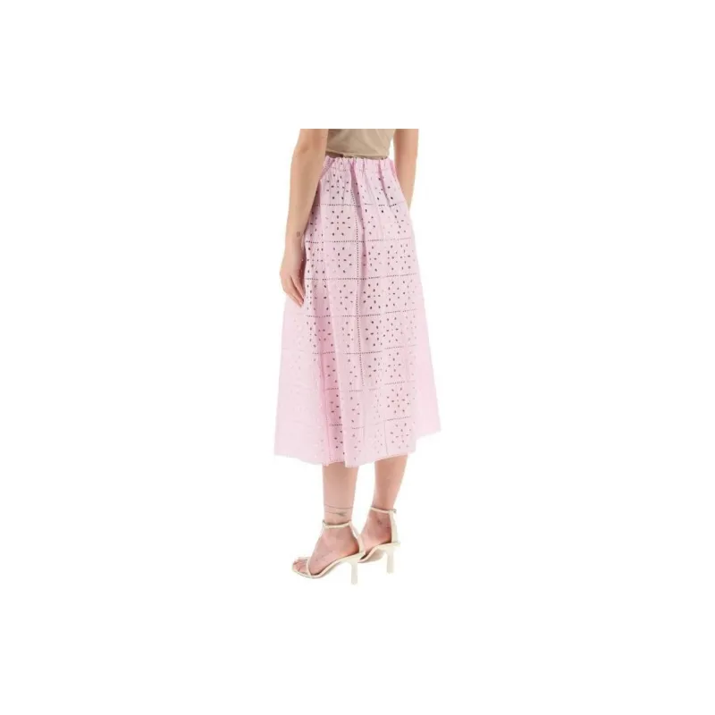 GANNI Broderie-anglaise Straight Skirt-3