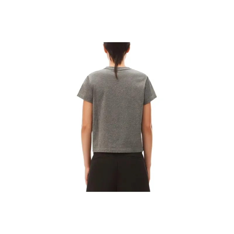Alexander Wang Puff Logo Shrunken Tee In Glitter Jersey Sidewalk-2