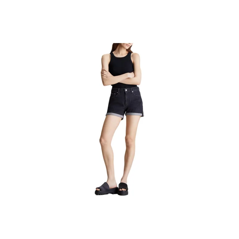 CALVIN KLEIN Denim Shorts Europe Version Women's Black-1