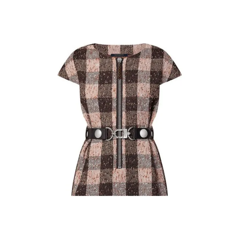 LOUIS VUITTON Check Tweed Utility Detail Dress-6