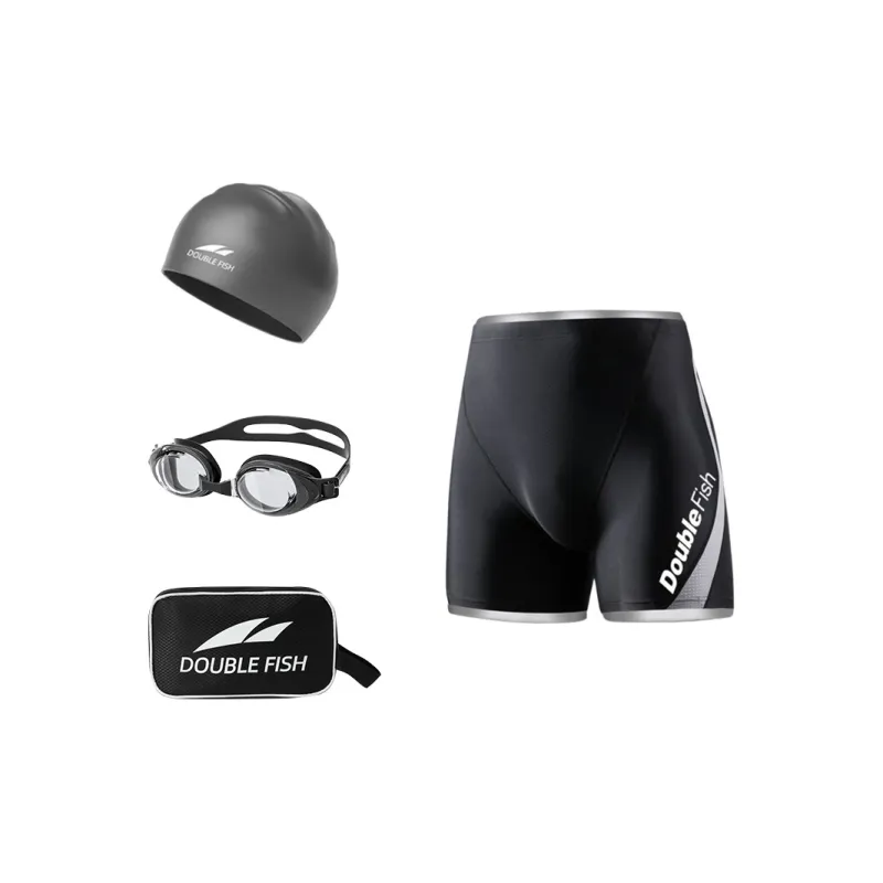 DOUBLEFISH Swimming Sets Polyester Polyamide Elastane Beach Pool Snorkeling Men's Black-5