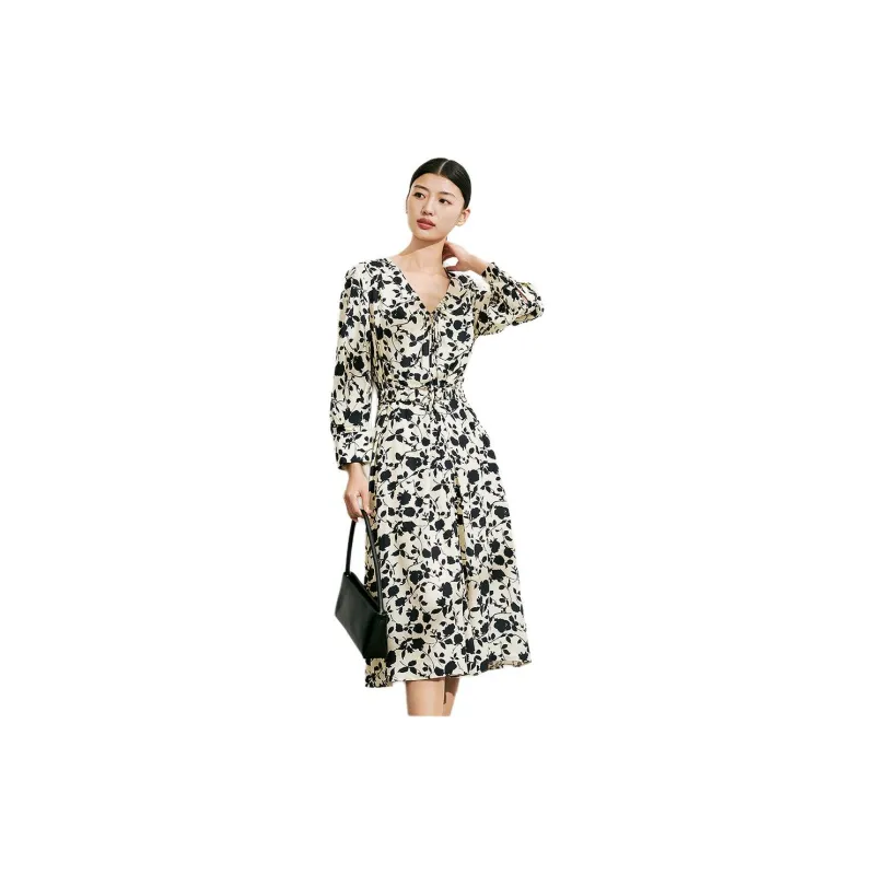Fragment Long Sleeved Dress Women's Black-1