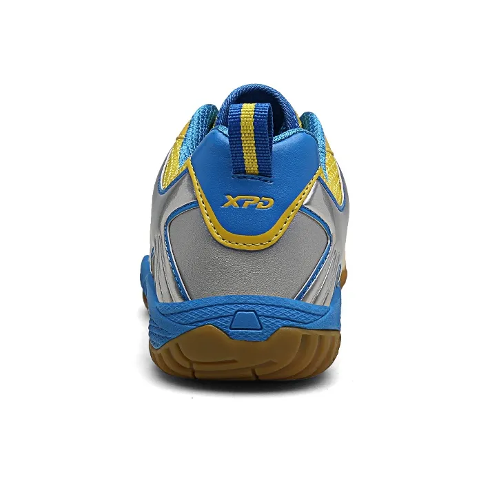 XPD Anti Slip Wear Resistant Breathable Rebound Low Top Badminton Shoes Unisex Yellow Blue-4