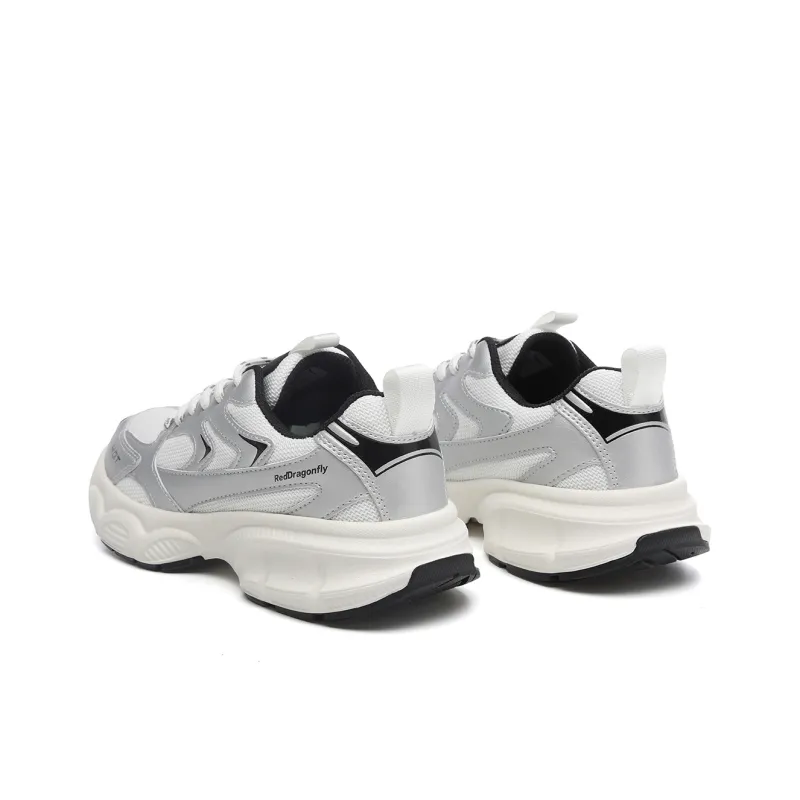 RED DRAGONFLY Chunky Sneakers Women's Low Top Black/White/Silver-12