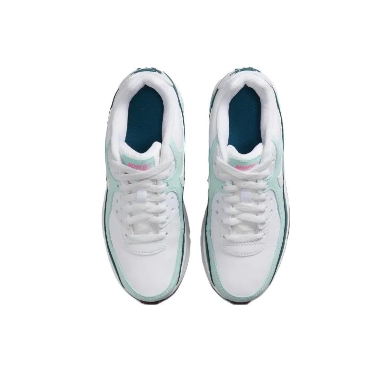 Nike Air Max 90 LTR Slip Resistant Cushioning Wear Resistant Kids Lifestyle Shoes Blue Green White Teenagers-3