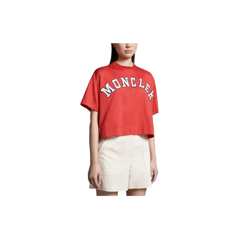 Moncler SS24 Year Of The Dragon Collection Drop Shoulder Sleeve T-Shirt Women's Red-1