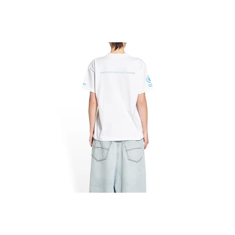 Balenciaga Balenciaga X WFP FW22 Drop Shoulder Sleeve T Shirt Women's White Loose Fit Style-3