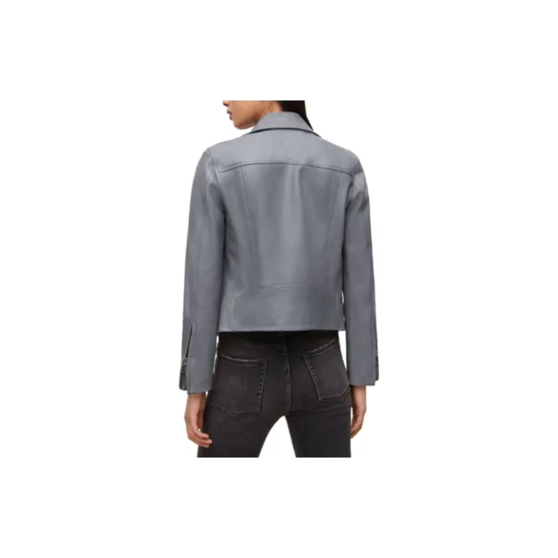 ALLSAINTS Leather Jackets Women's Gray Steel-1