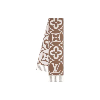 LOUIS VUITTON Sheep Wool Knit Scarves Women's Brown