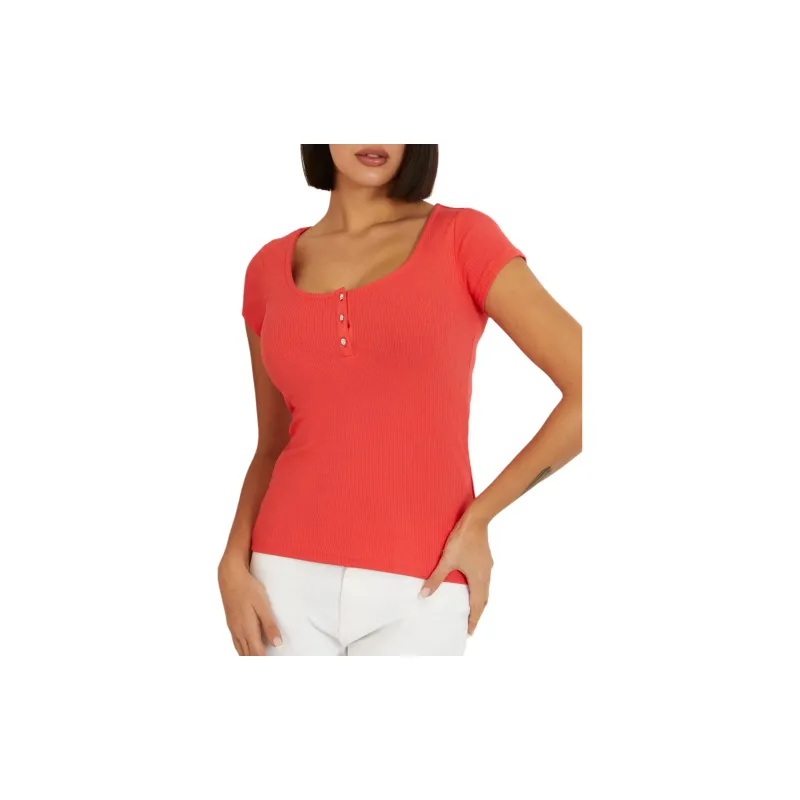 GUESS T Shirt Women's Orange Red-3