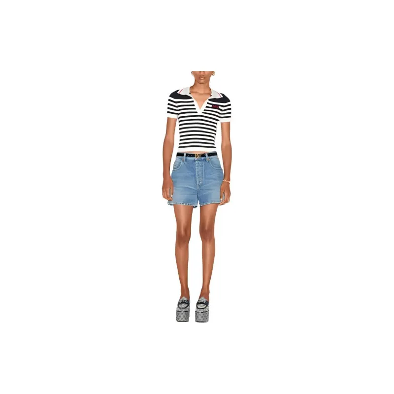 GUCCI Logo intarsia Knitted Polo Top-1