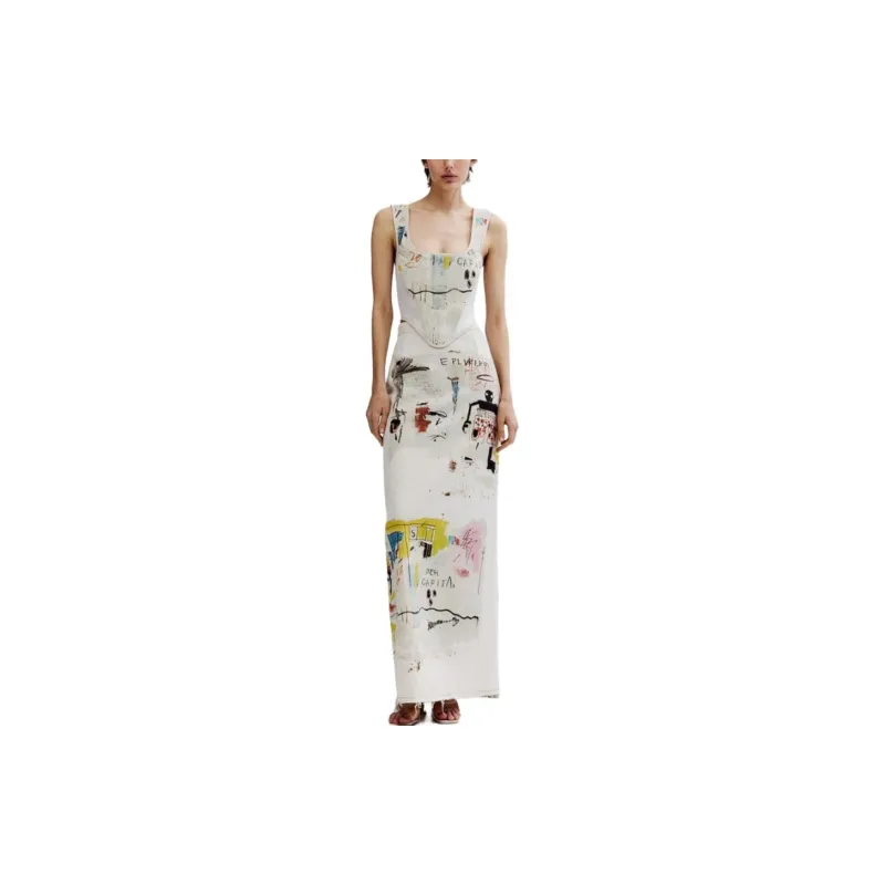 H&M Denim Long Skirts Women's Light Beige-1