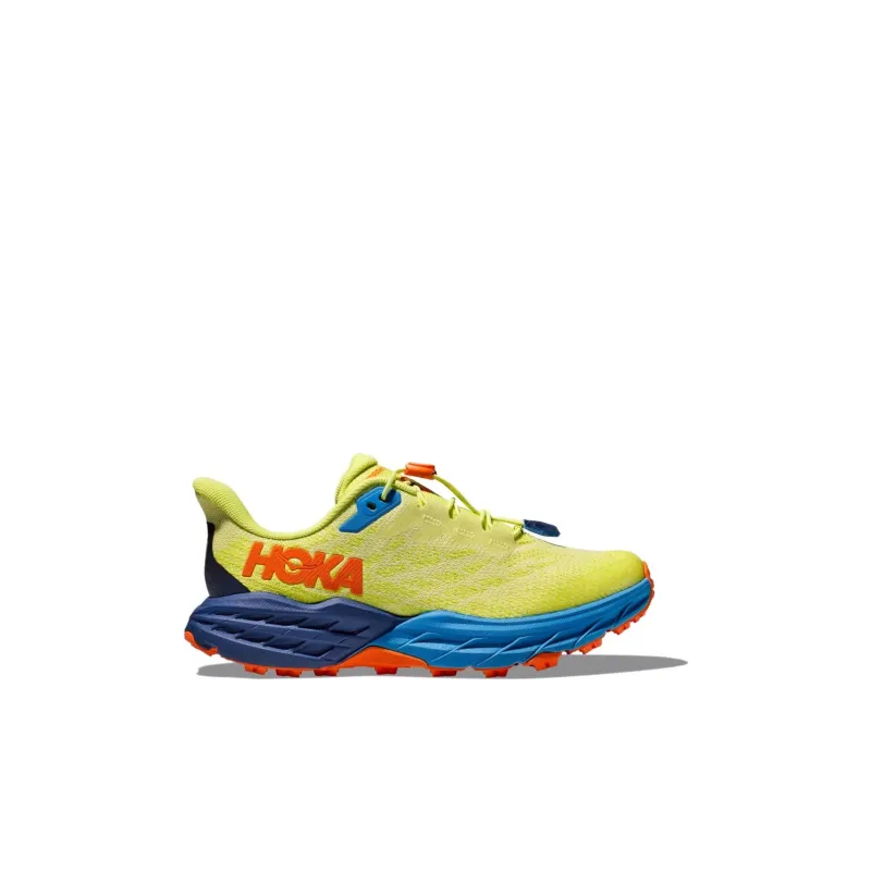 HOKA ONE ONE Speedgoat 5 Cushioning Abrasion Resistant Lightweight Low Top Kids' Running Shoes Yellow Blue Kids'-1