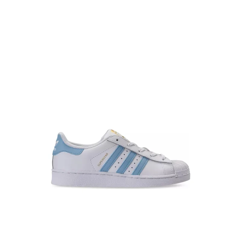 Adidas Superstar Slip-Resistant Cushioning Wear-Resistant Low-Top Kids' Skateboarding Shoes White Blue Kids'-1