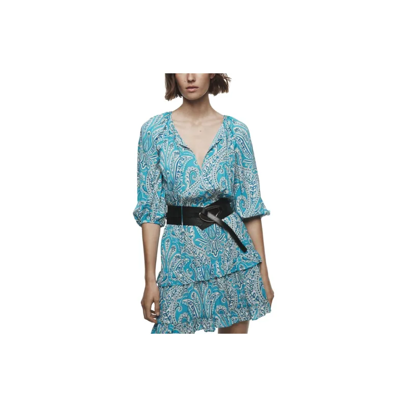 ZARA Short-Sleeved Dresses Women's Blue-3