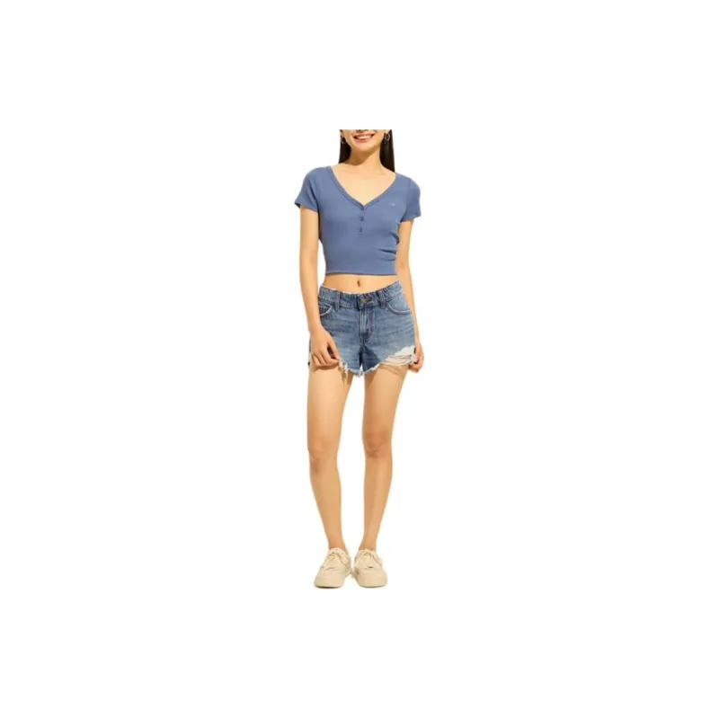 Hollister Denim Shorts Women's Blue-1