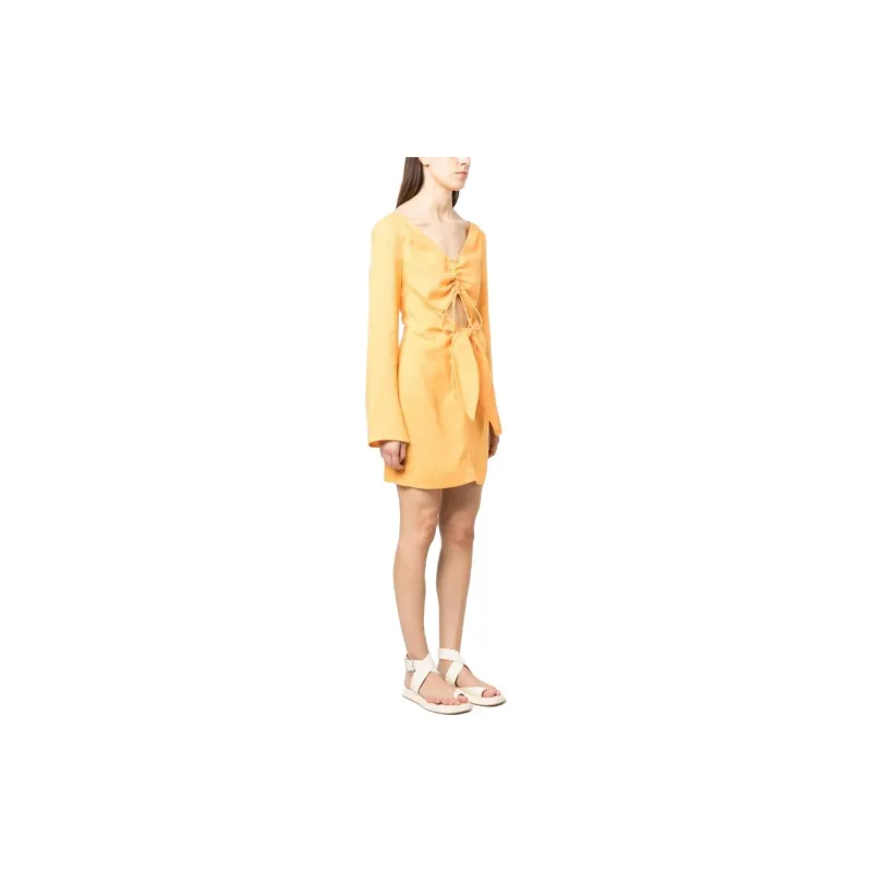 NANUSHKA Gilia Ruched Knot detail Minidress-3