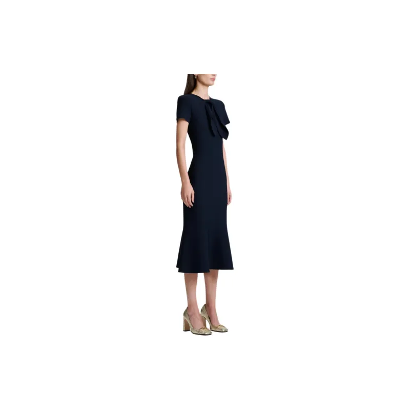 SCANLAN THEODORE Crepe Knit Cravat Dress Short-Sleeved Dresses Women's Navy/Marine Blue-2