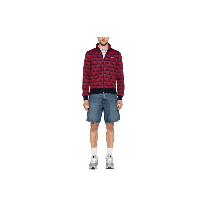LACOSTE Zip up Geometric jacquard Sweatshirt-2