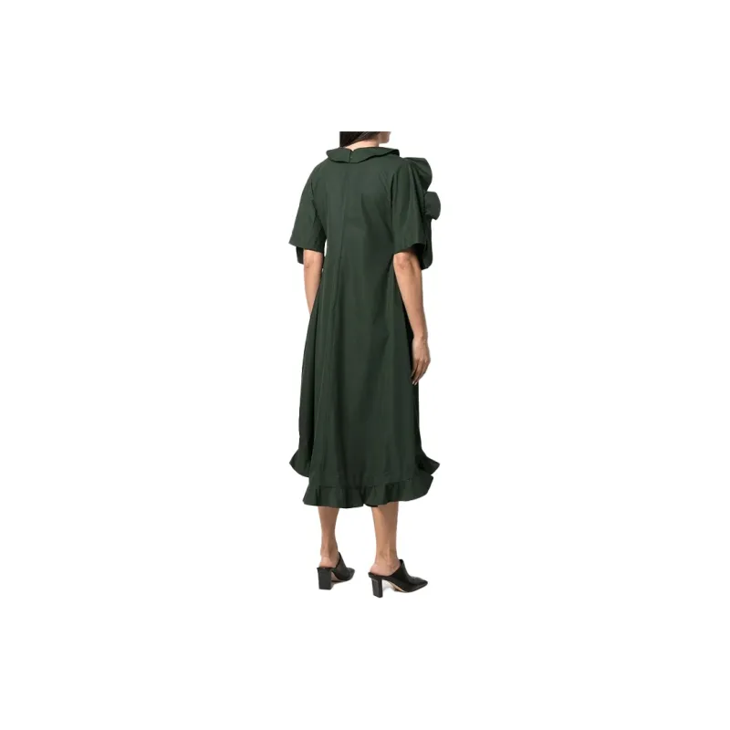 JIL SANDER Short Sleeved Dresses Women's Green-2