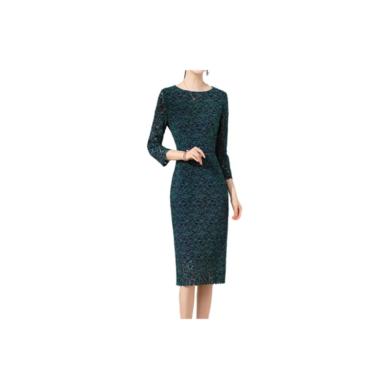 Mapping Long Sleeved Dresses Women's Green-2