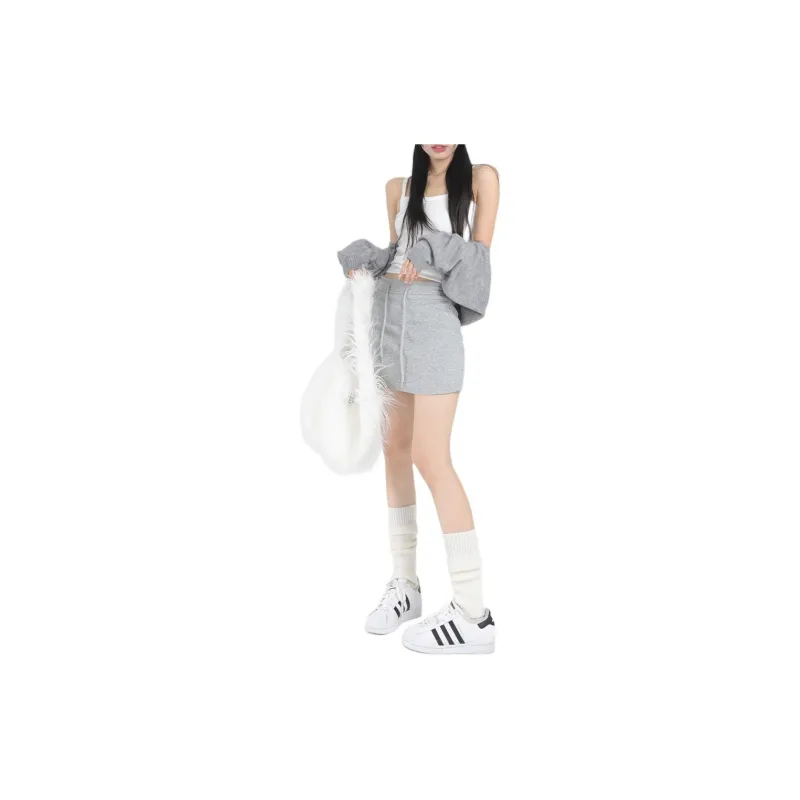 ZNZX Casual Short Skirts Women's Gray-3