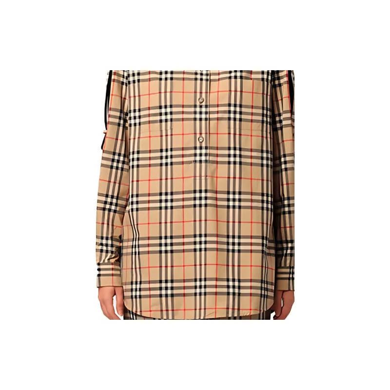Burberry Oversized Check Shirt Beige-5