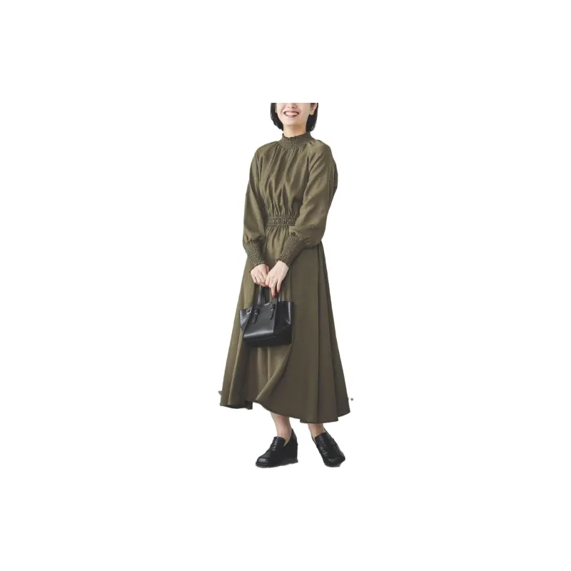 Beams Long-Sleeved Dresses Women's Olive-1