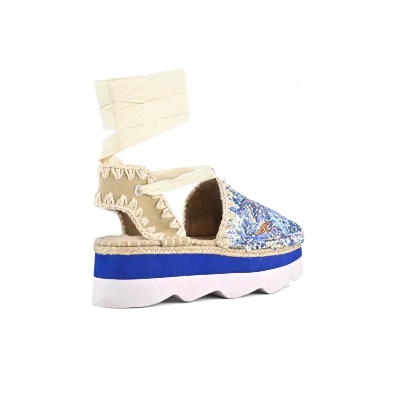 MOU Espa Casual Single Shoes 5.5cm Women's Blue Beige-3
