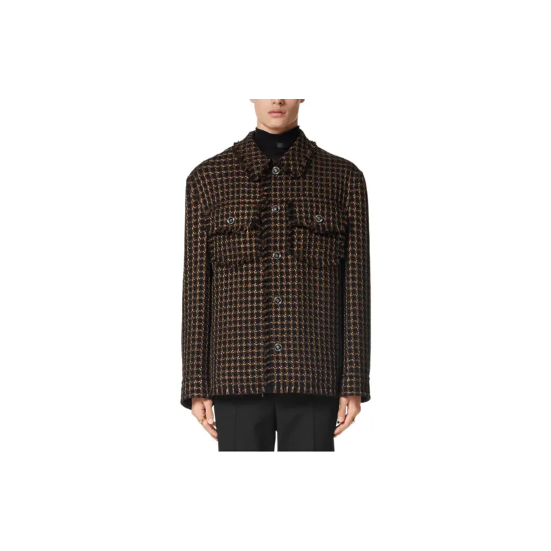 VERSACE Checked Tweed Button Up Jacket-1