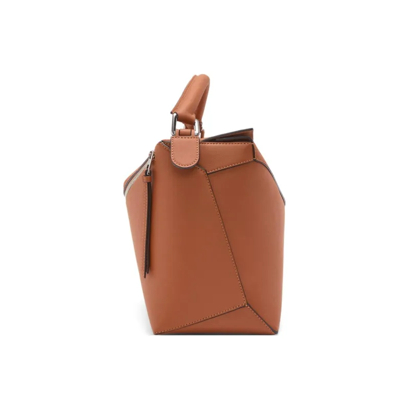 LOEWE Puzzle Cow Leather Shoulder Bag Crossbody Bag Handbag Large Size Women's Tan-3