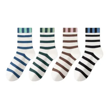 MIIOW Mid Calf Socks Women's 4 Pack Mixed Color