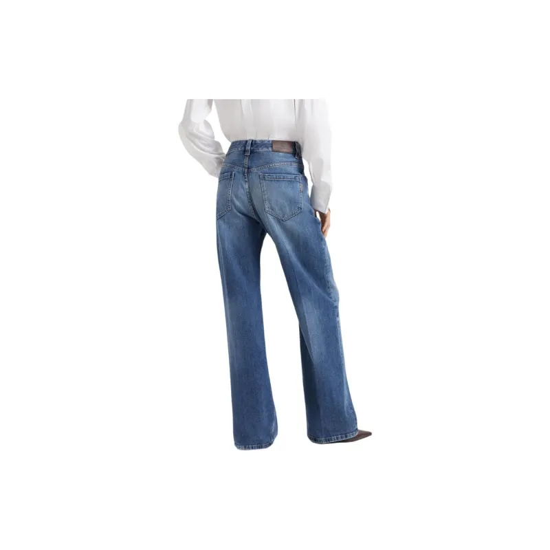 Brunello Cucinelli Logo Patch High Waist Straight Leg Jeans-3