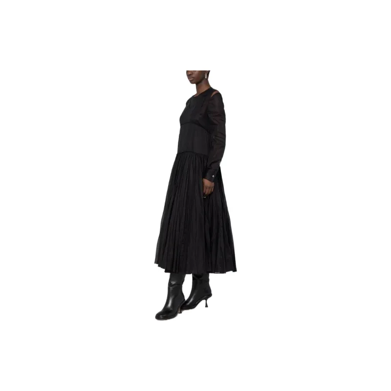 JIL SANDER Pleat Detailed Crewneck Midi Dress-3