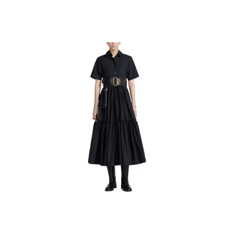 DIOR Short-Sleeved Dresses Women's Navy Blue-2
