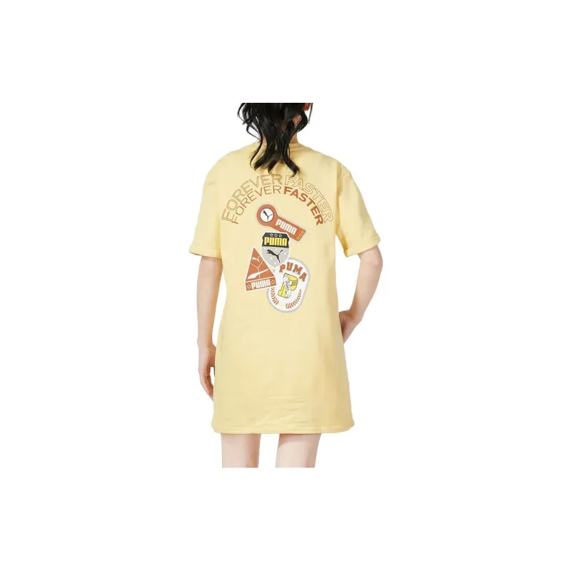 PUMA Short Sleeved Dress Women's Yellow-2