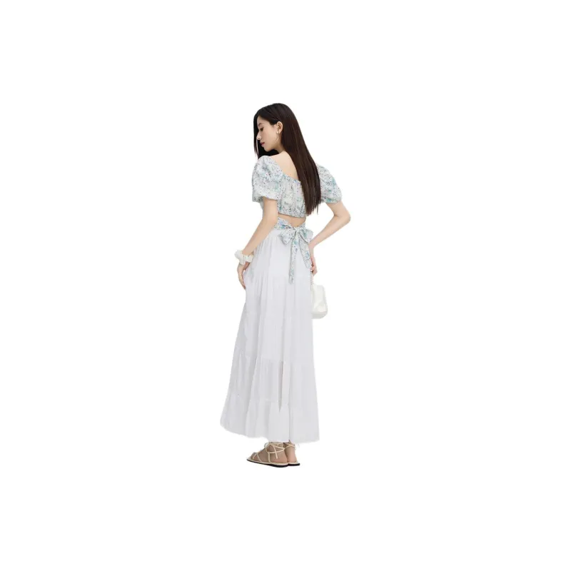 PZGE Casual Long Skirts Women's White-6