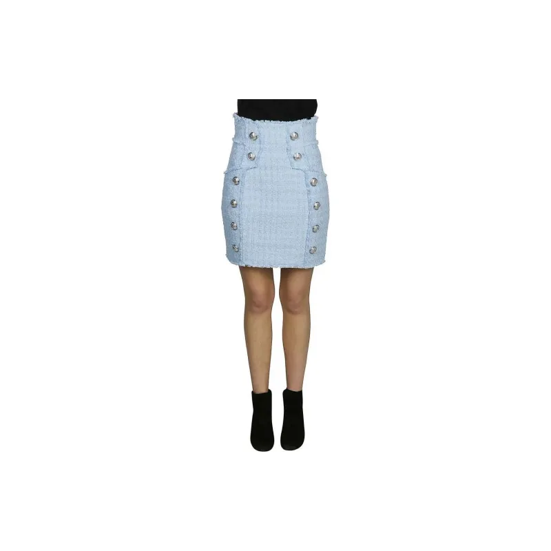BALMAIN Casual Short Skirts Women's Sky Blue-2