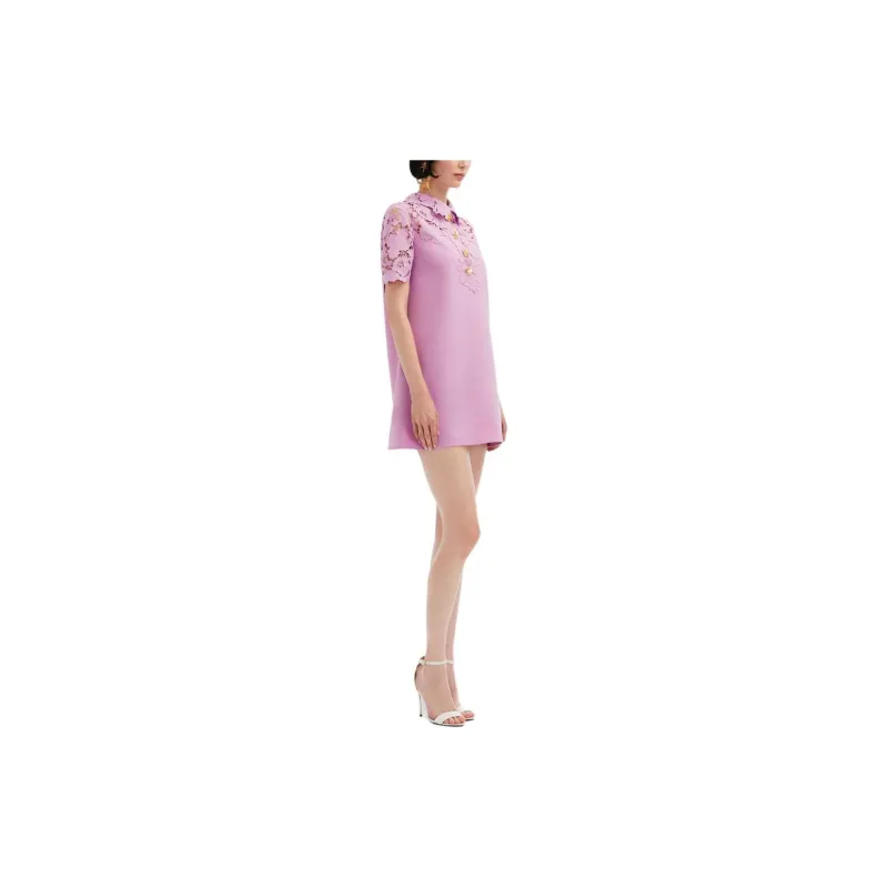 Oscar De La Renta Mixed Botanical Guipure panel Minidress-3