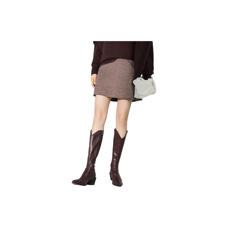 BBLLUUEE Casual Short Skirts Women's Tea Umber Brown-1