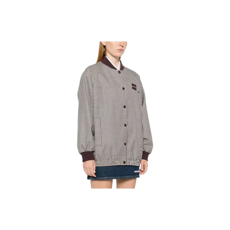 MIU MIU Logo-Appliqué Button-Up Bomber Jacket-3
